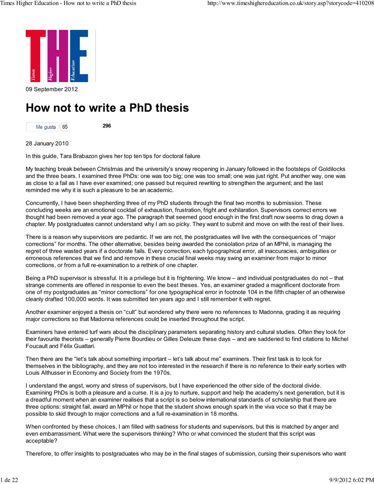 How not to write a PhD thesis